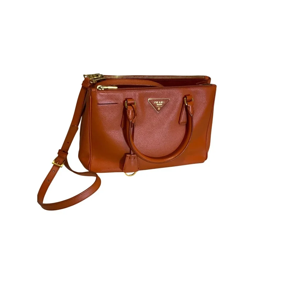 Prada Galleria Saffiano Leather Handbag Orange Gold Hardware Tote Bag BN1874